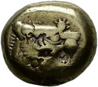 Herakleiden: Alyattes II. (610 bis 561 v. Chr.), Vorderseite Münze: Elektron, Ø 10 mm, 4,66 g © Hamburger Kunsthalle