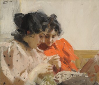 Anders Zorn (1860–1920), Spitzensaum, 1894, Öl auf Leinwand, 42 x 48 cm, Zornmuseet, Mora, © Zornmuseet, Mora