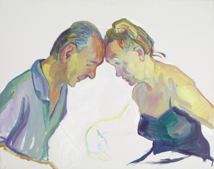 Maria Lassnig (1919&ndash;2014) Ehepaar, 2001 &Ouml;l auf Leinwand, 100 x 125 cm St&auml;dtische Galerie im Lenbachhaus und Kunstbau M&uuml;nchen, Sammlung KiCo &copy; Maria Lassnig Stiftung / VG Bild- Kunst, Bonn 2025