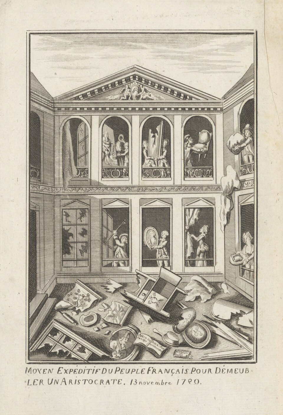 Anonym, Ein Schnellverfahren des französischen Volkes, um einen Aristokraten von seinem Hab und Gut zu befreien, um 1790, Hamburger Kunsthalle, Kupferstichkabinett © Hamburger Kunsthalle / bpk Foto: Christoph Irrgang