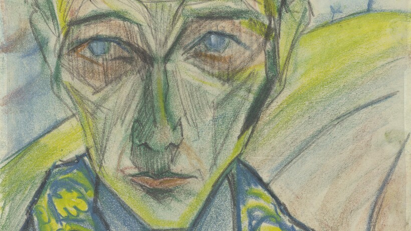 Walter Gramatté (1897–1929) Selbstbildnis, 1920 Farbige Kreiden, 450 x 277 mm © Hamburger Kunsthalle / bpk  Foto: Christoph Irrgang