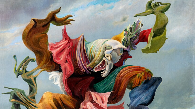 Max Ernst (1891–1976), Der Hausengel (Der Triumph des Surrealismus), 1937, Öl auf Leinwand, 114,2 x 146,5 cm, Collection Hersaint © Vincent Everarts Photography Brussels / VG Bild-Kunst, Bonn 2025