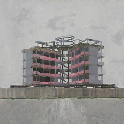 Edi Hila (*1944), House Surrounded by Wall (aus der Serie Transitional Landscapes), 2000 © Edi Hila. Courtesy of Mitterrand, Paris Foto: Rebecca Fanuele