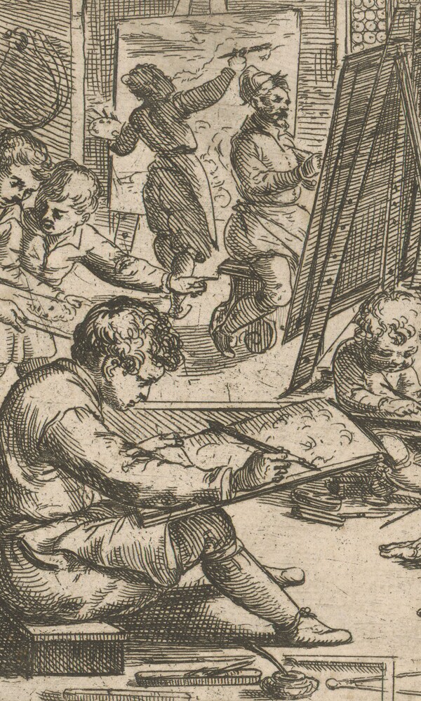 Odoardo Fialetti, Radierer (1573–1638) Schüler beim Zeichnen, 1608, Hamburger Kunsthalle, Kupferstichkabinett © Hamburger Kunsthalle / bpk